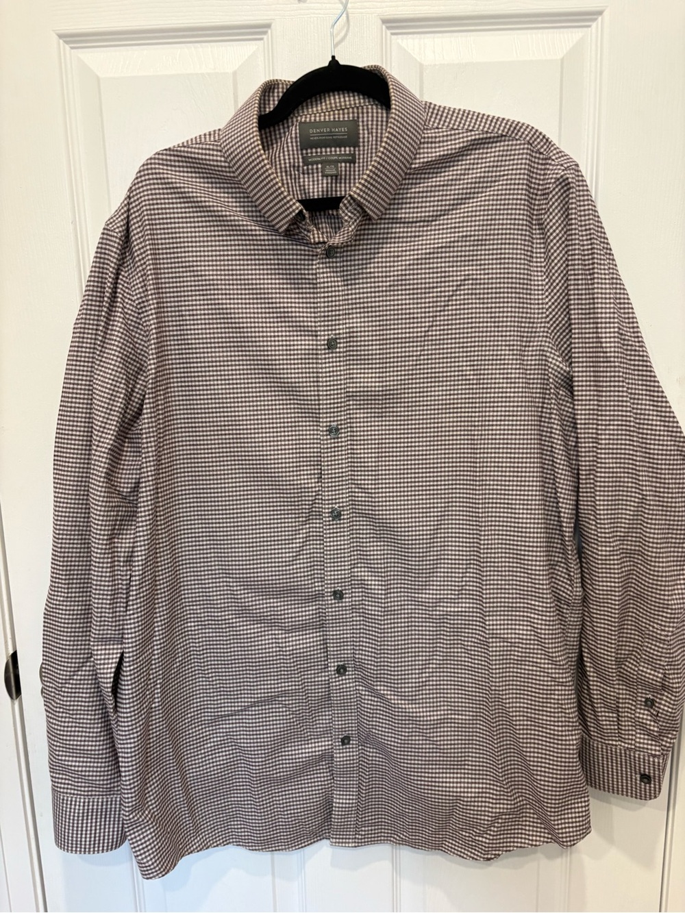 Denver Hayes Men's Brown Check Button-Down Shirt #1226